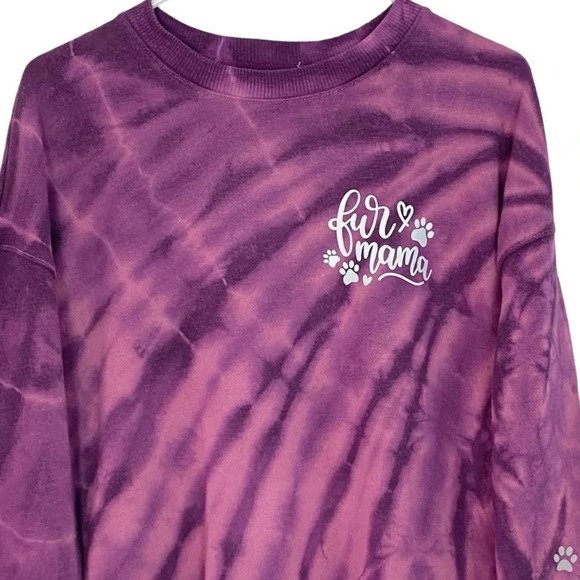 Handmade Fur Mama Tie Dye Sweatshirt Pullover Women Small Pink Purple Reflective - Picture 4 of 15